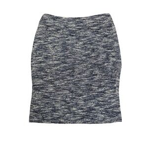 Ann Taylor Pencil Skirt  Blue White Tweed Size 2 Textured Cotton Blend Workwear